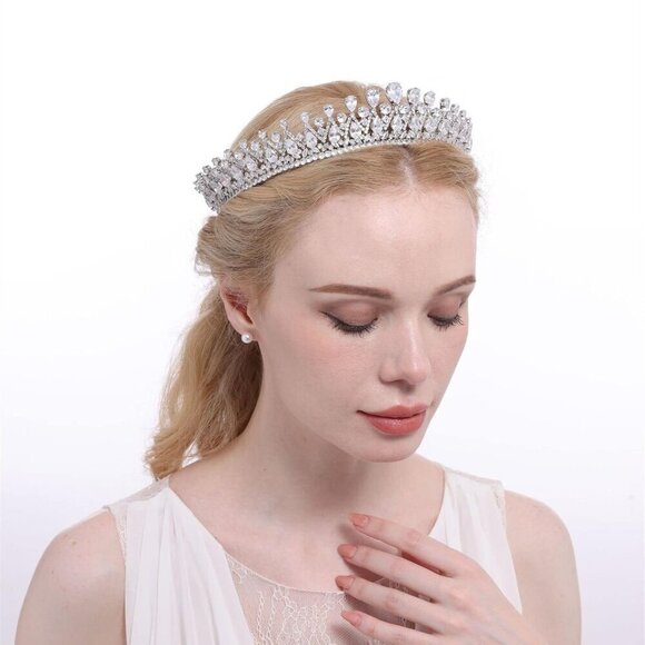 Vintage Silver Wedding Tiaras Cubic Zirconia Bridal Hair Accessories main image 5